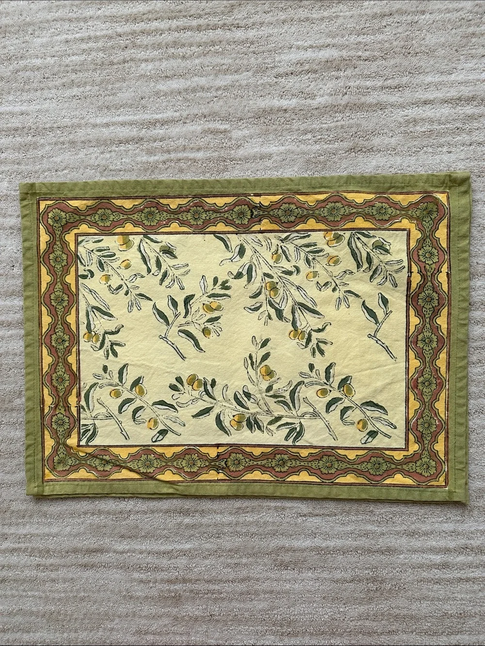Set of 4 Couleur Nature Olive Tree Placemats Yellow/Green Designed by Bruno Lamy